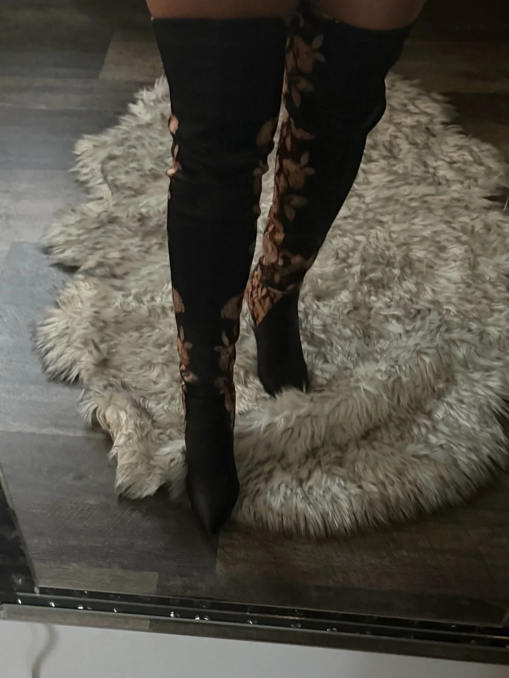 Jessica Simpson Black Over-the-Knee Floral Lace Stiletto Boots